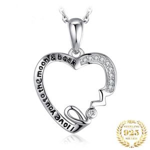 Love you to the Moon and Heart Sterling silver 925